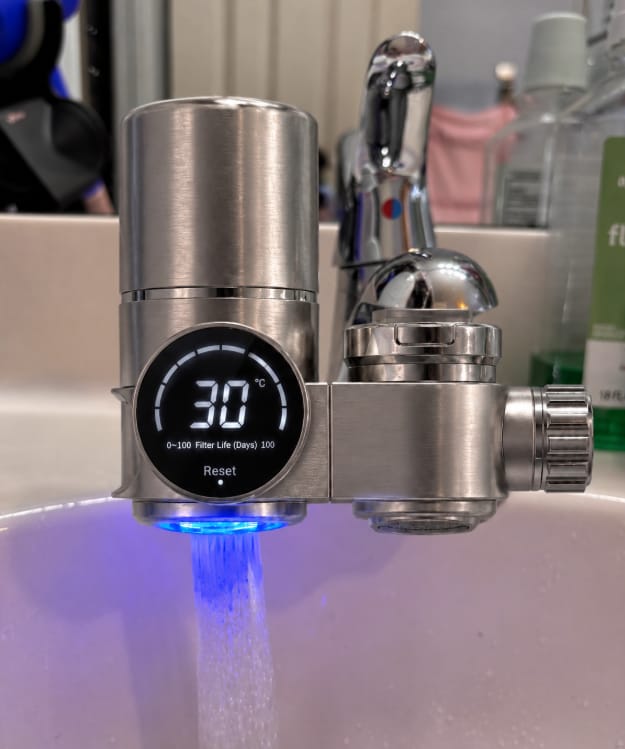 Customer photo review of PureGlow — The UV Faucet Filter for Clearer Skin