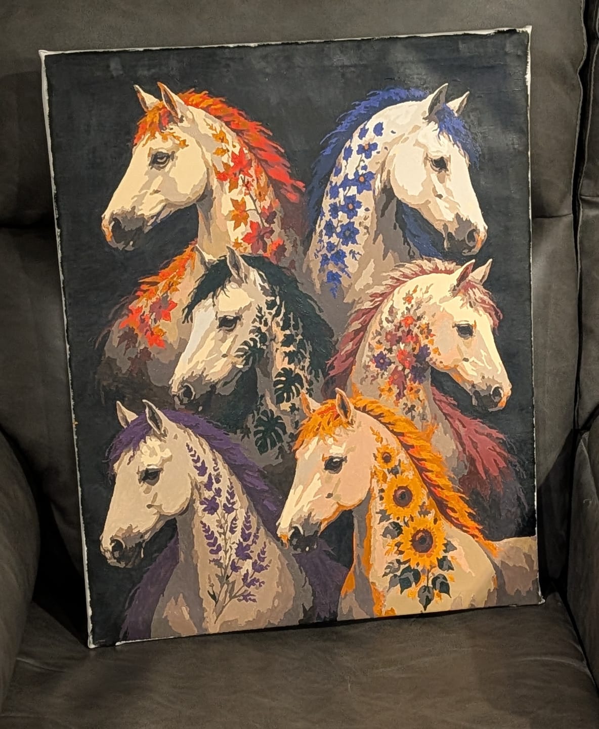Customer photo review of Floral Horses | Paint by Number