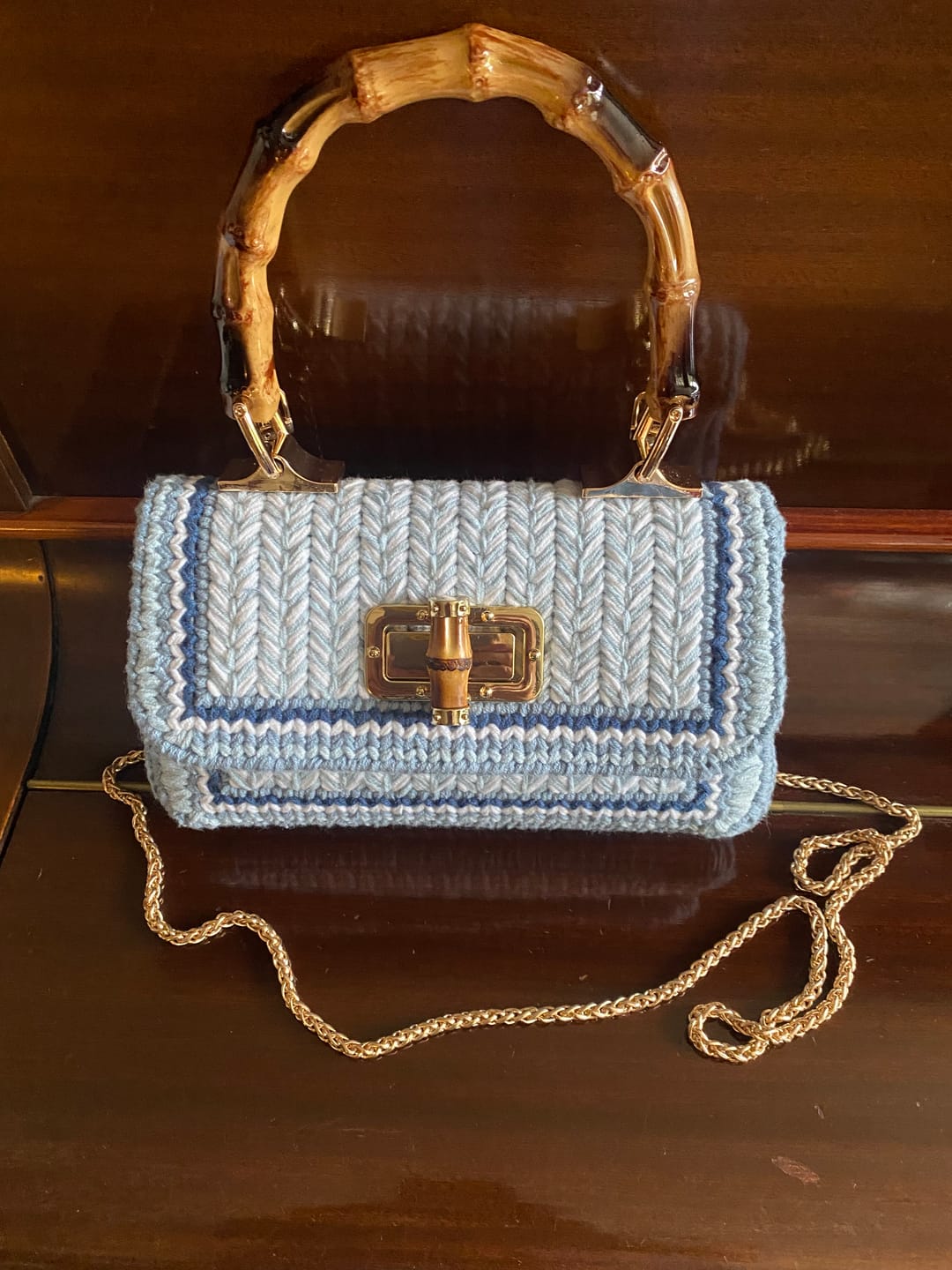 Customer photo review of Linden Whisper Clutch Cross Stitch DIY kit