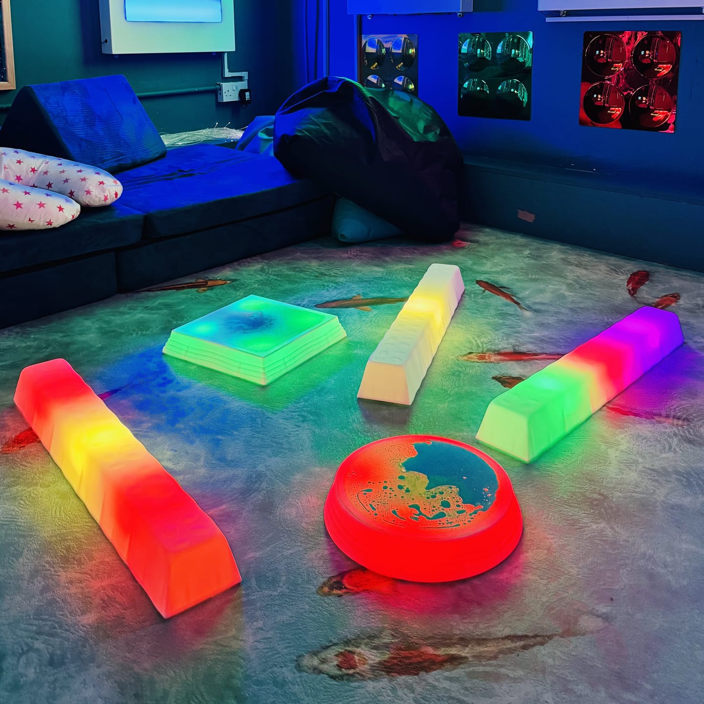 Customer photo review of LED Sensory Trail Sets – Liquid Stepping Stones & Balance Beams