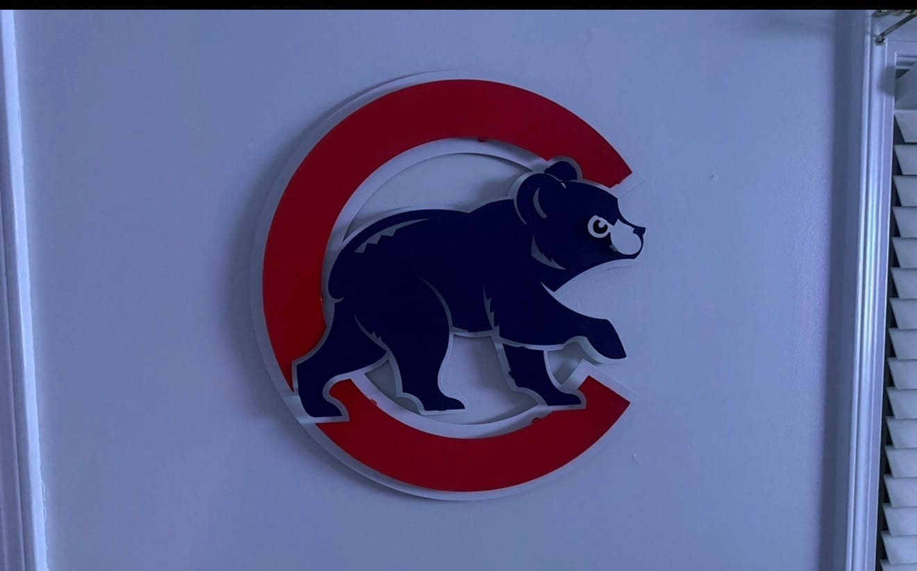 Customer photo review of Chicago Cubs "Walking Cub" Logo 3D Metal Wall Art