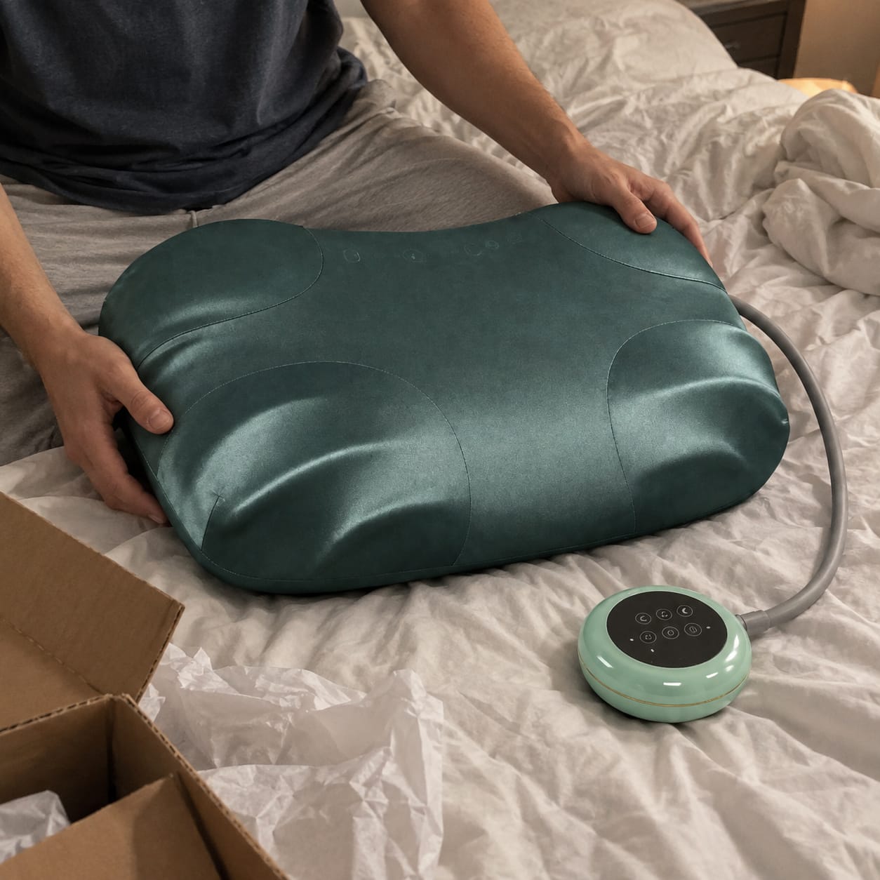 Customer photo review of FYROST Vesper — Smart Anti-Snore Pillow