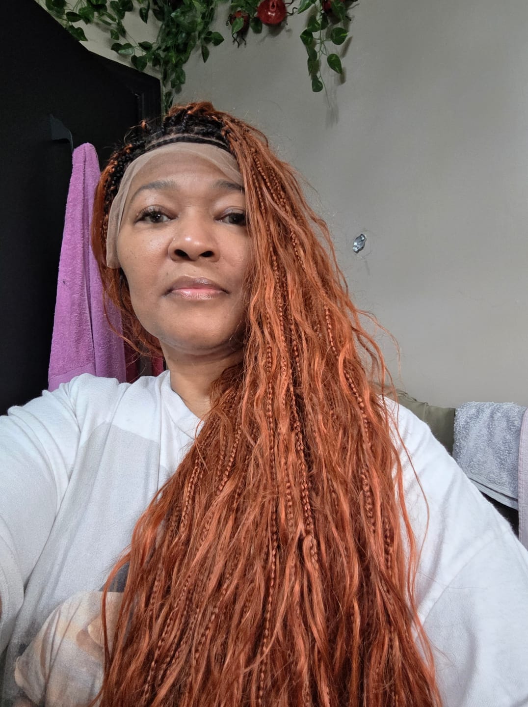 Customer photo review of Bohemian Knotless Water Wave Wig (100% Human Hair Lace & Curls) Black Color