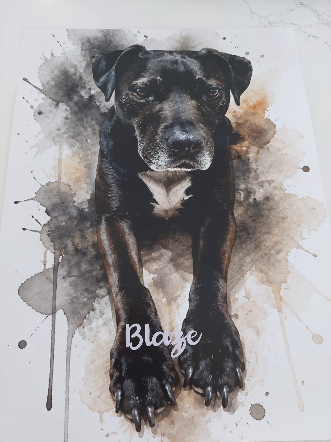 Customer photo review of Personalised Poster - Watercolour Realistic Portrait