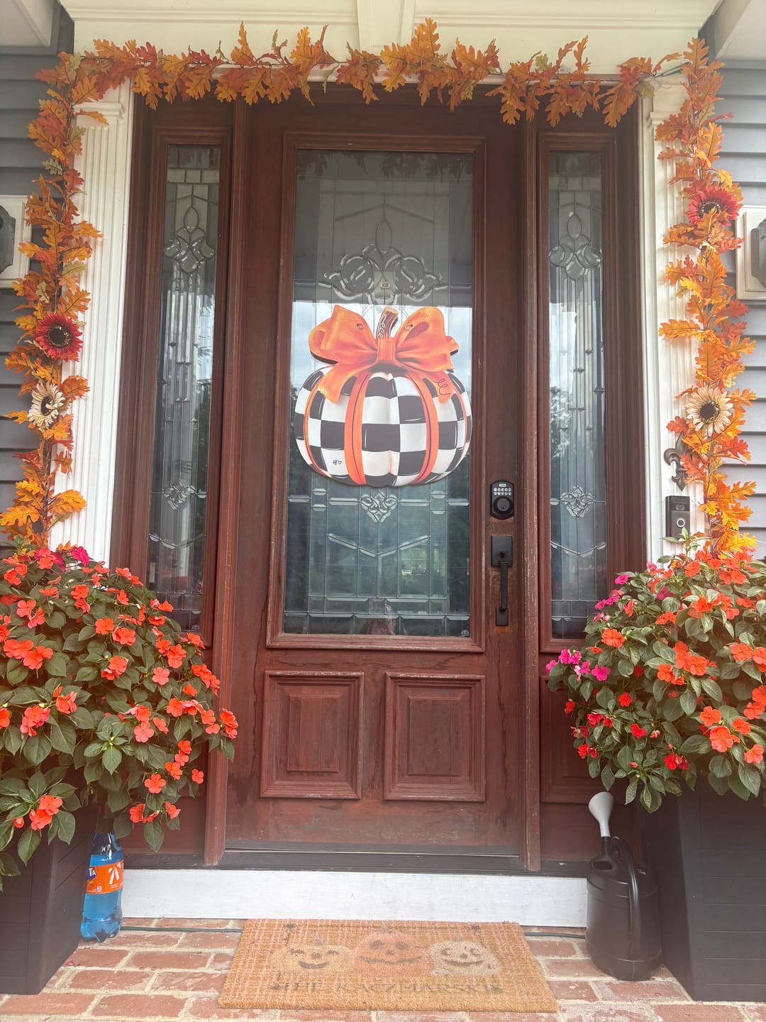 Customer photo review of Elegant Checkered Pumpkin Door Hanger