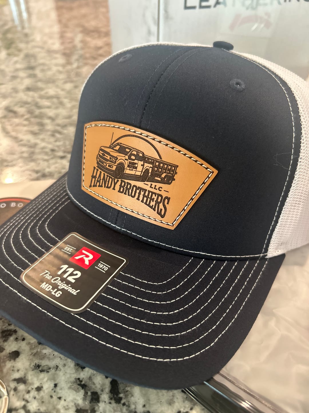 Customer photo review of Premium Custom Leather Patch Hats (Wholesale)
