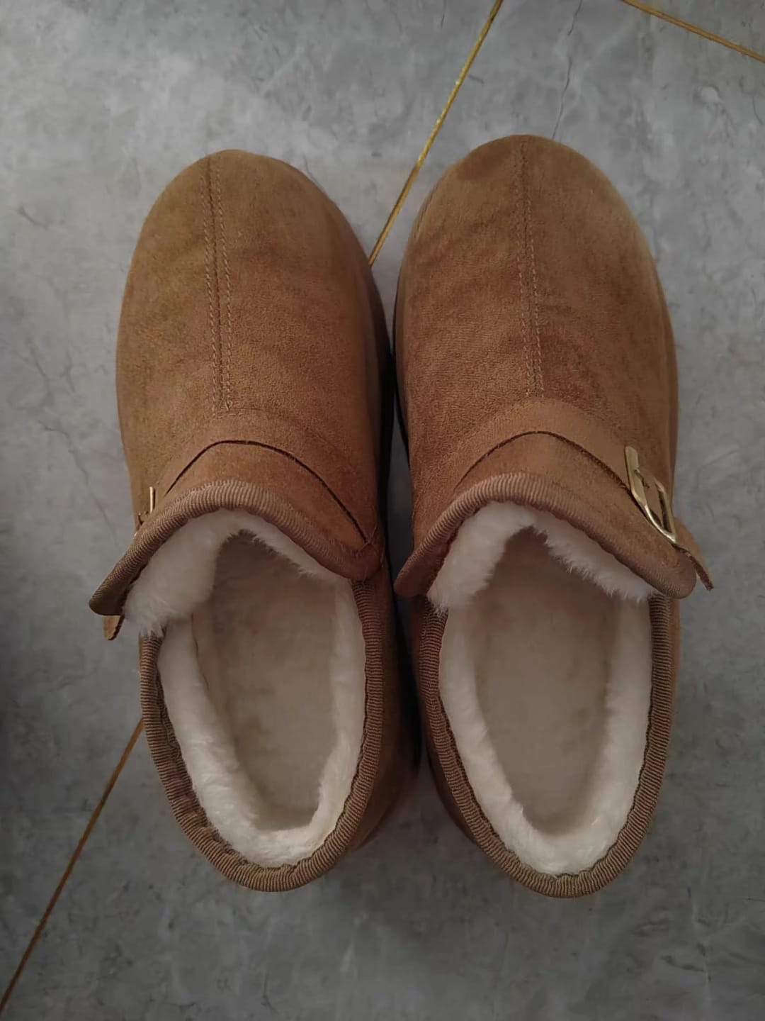 Customer photo review of Lena Slip-On Suede Platform Ankle Booties