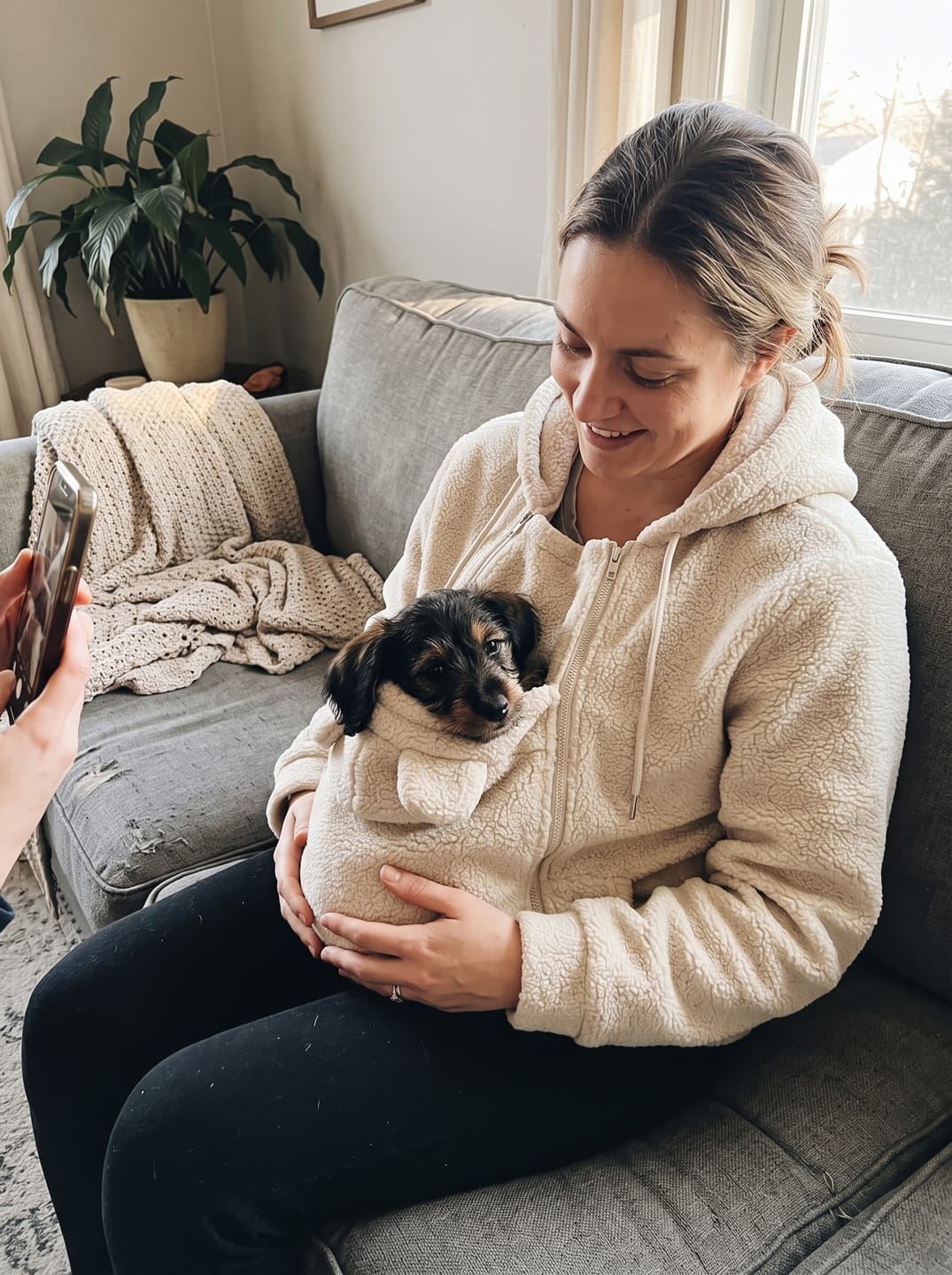 Customer photo review of Sudadera Canguro para mascotas