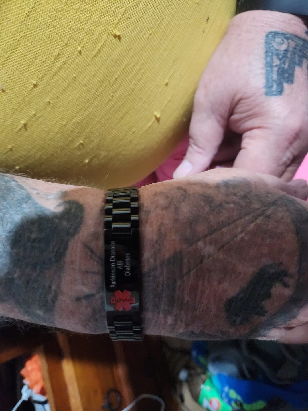 Customer photo review of Aussie's Luxe Guardian Red Emblem Medical ID Bracelet