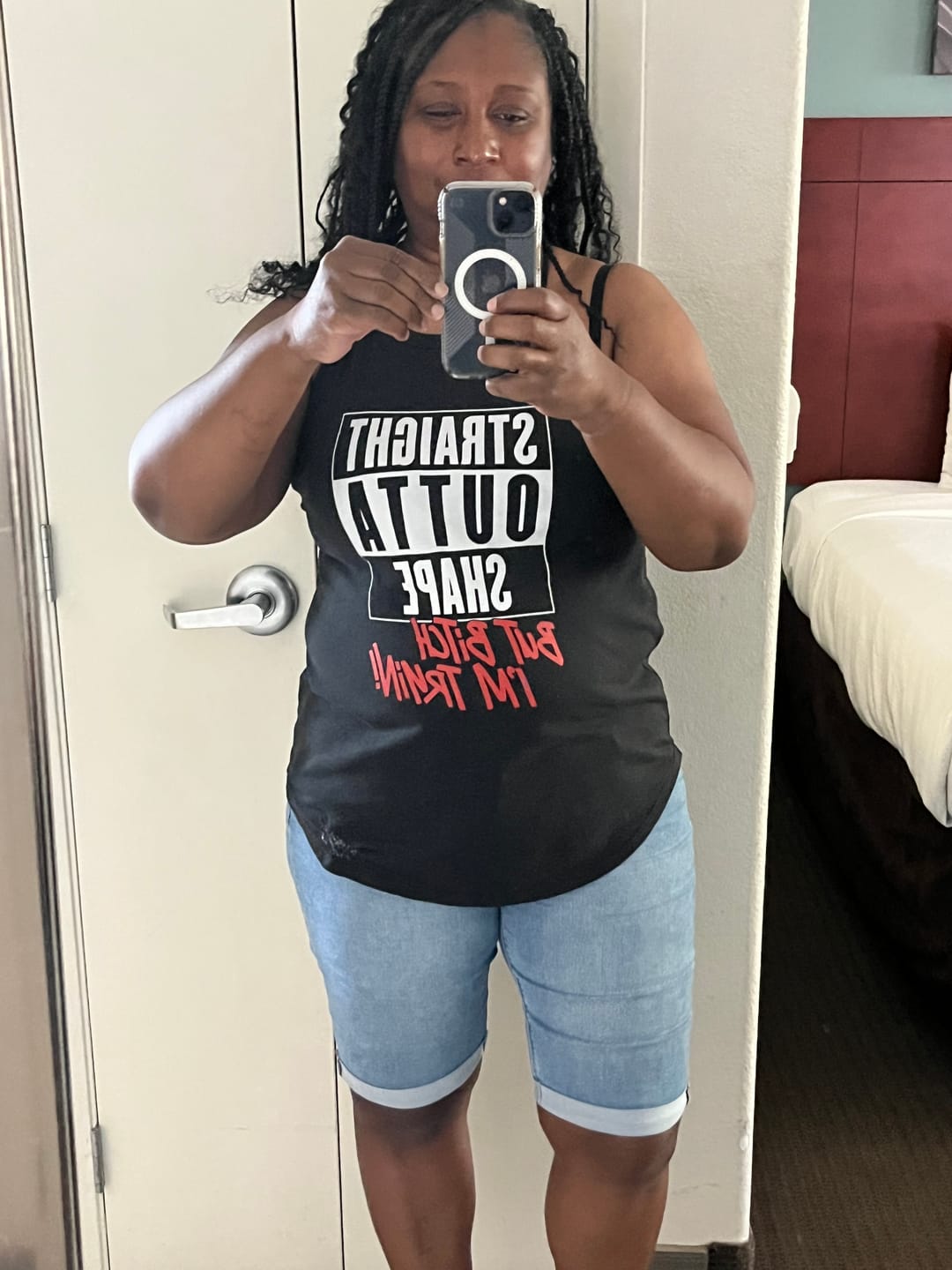 Customer photo review of Straight Out Of Shape Rocker Tank
