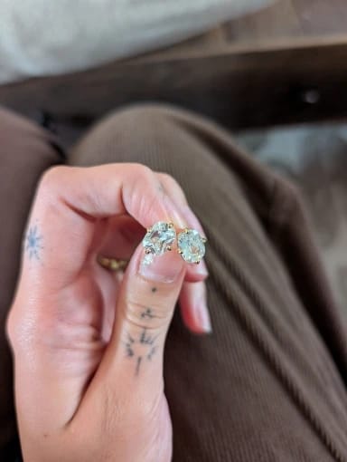 Customer photo review of Rose Elongated CZ Stud Earrings