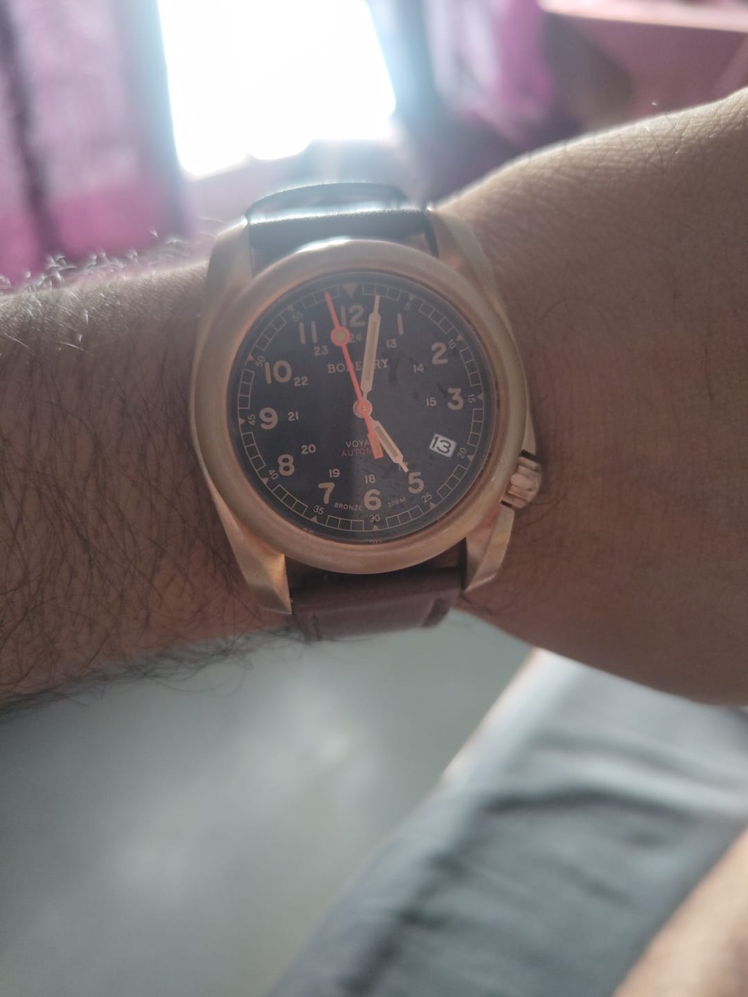 Customer photo review of VOYAGER - 100M Waterproof Bronze Automatic Field Watch | Black