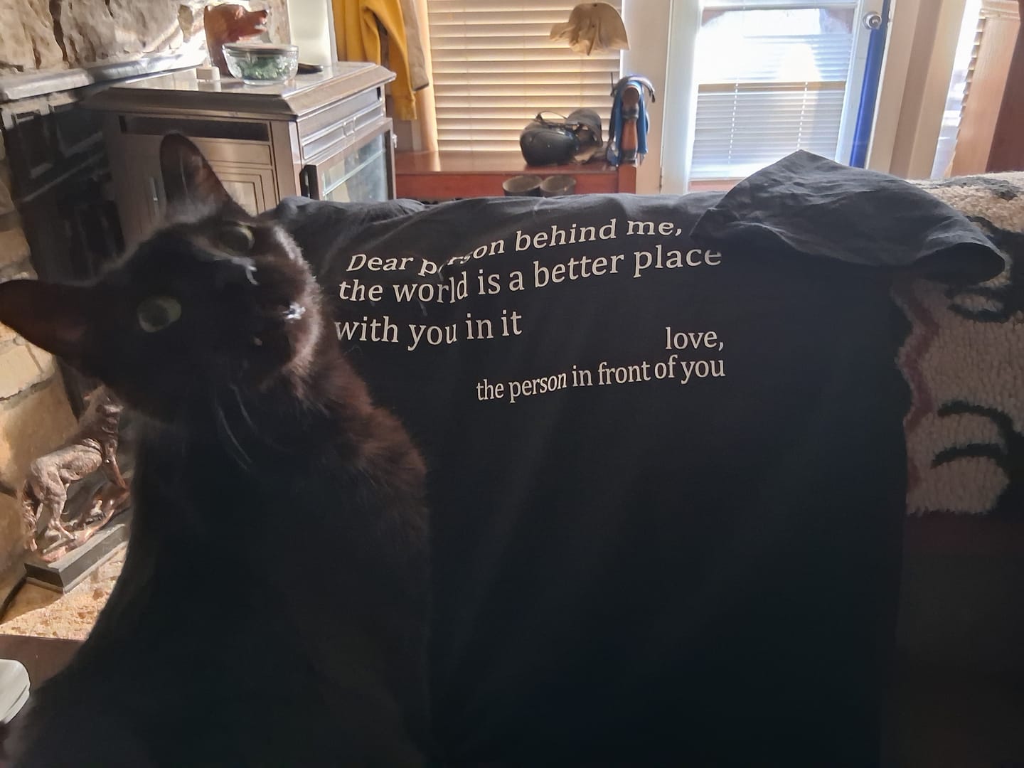 Customer photo review of The Original 'Dear Person Behind Me' T-Shirt