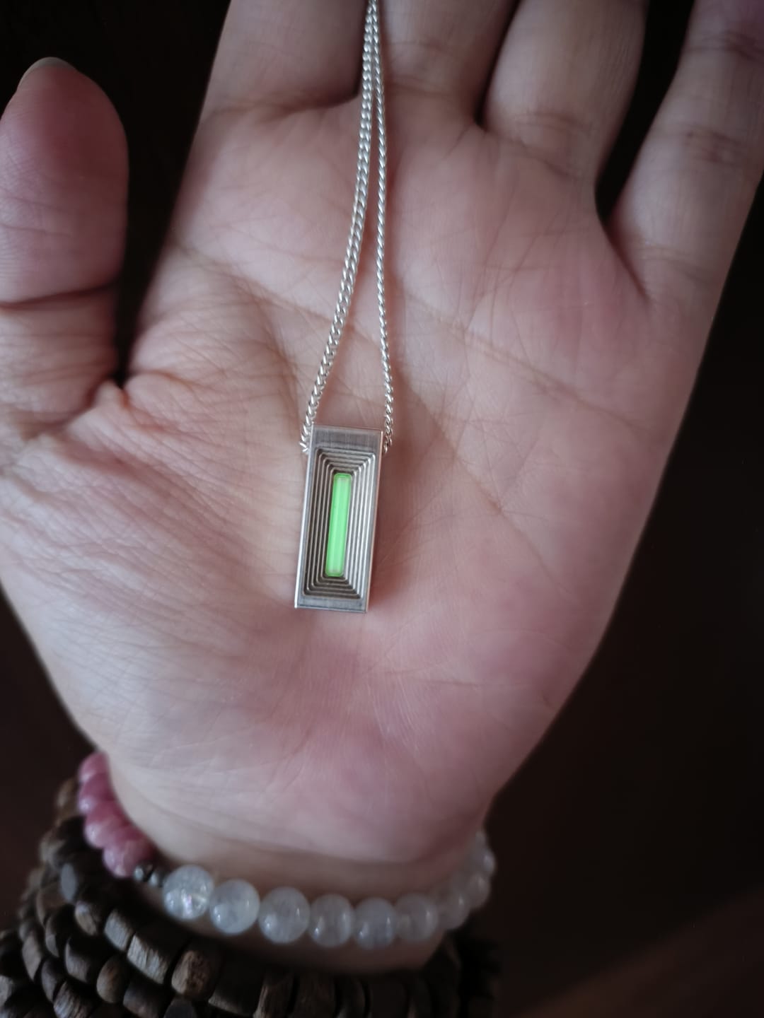 Customer photo review of Handcrafted Energy Core Tritium Necklace