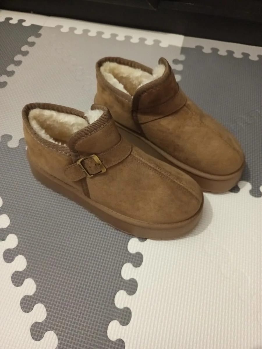 Customer photo review of Lena Slip-On Suede Platform Ankle Booties