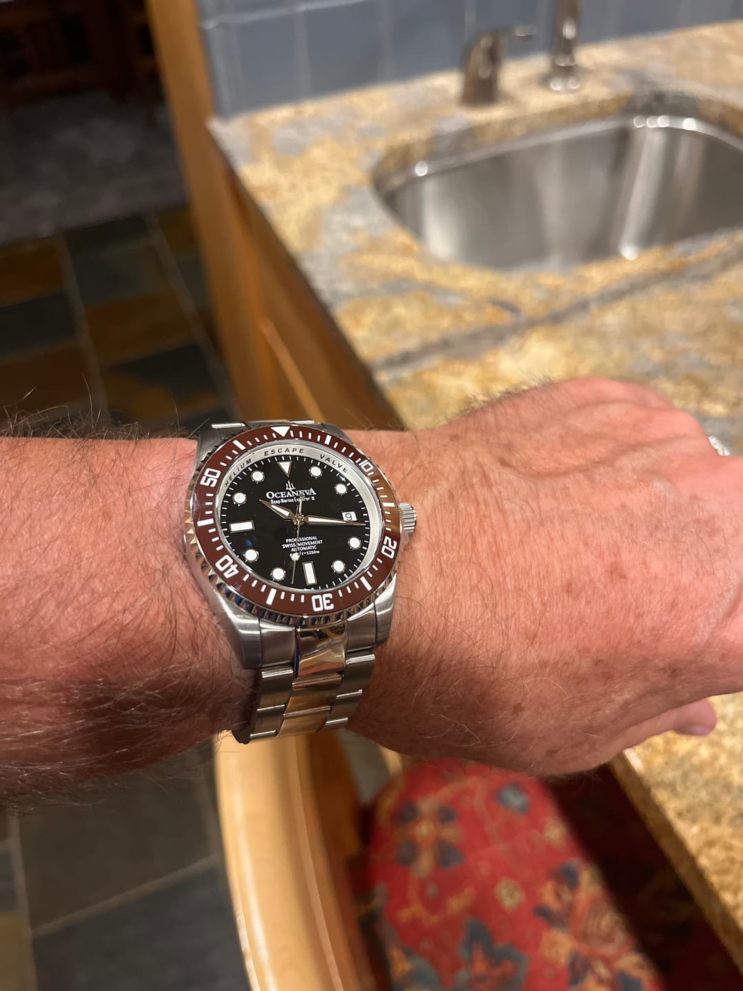 Customer photo review of Oceaneva Men's Deep Marine Explorer II 1250M Pro Diver Watch Brown Black