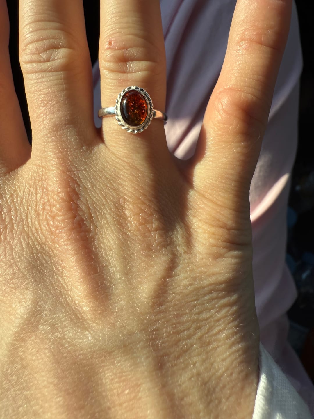 Customer photo review of Mini Amber Quintessence Ring