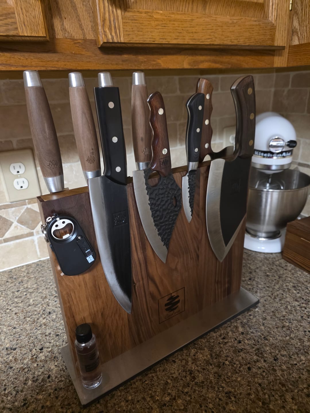 Customer photo review of FREE Walnut Magnetic Knives Holder