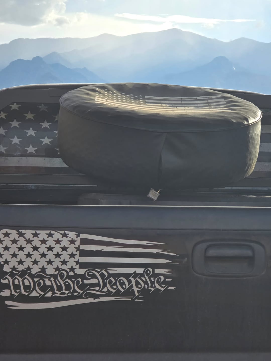 Customer photo review of Distressed American Flag Spare Tire Cover - Customize Any Color