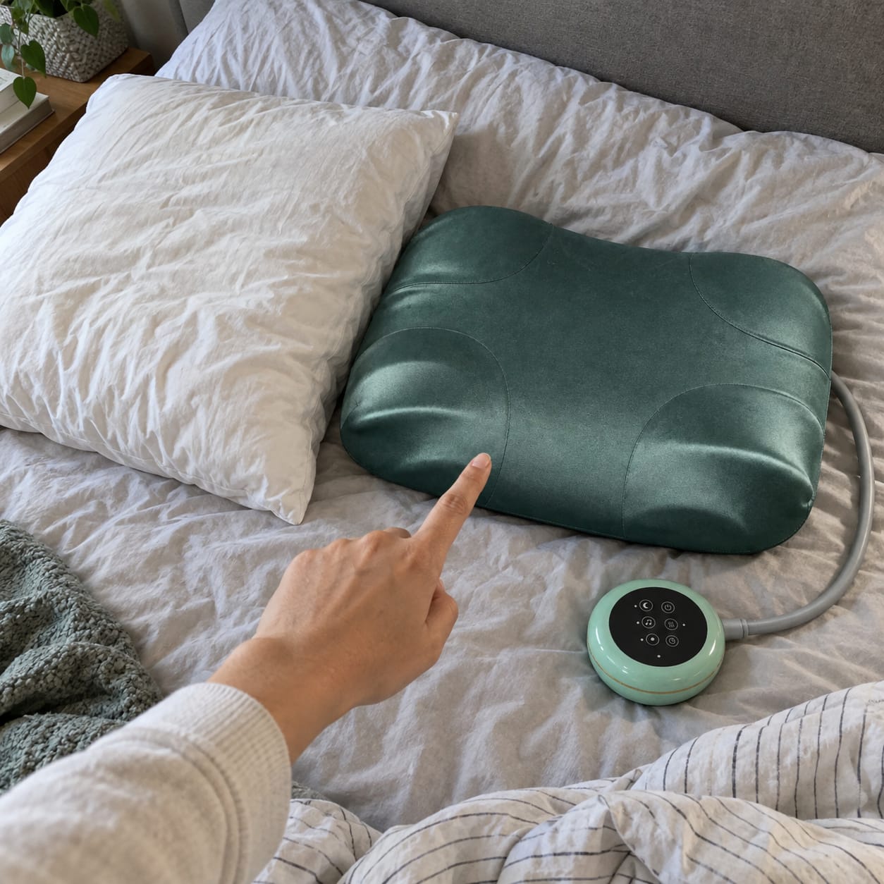 Customer photo review of FYROST Vesper — Smart Anti-Snore Pillow