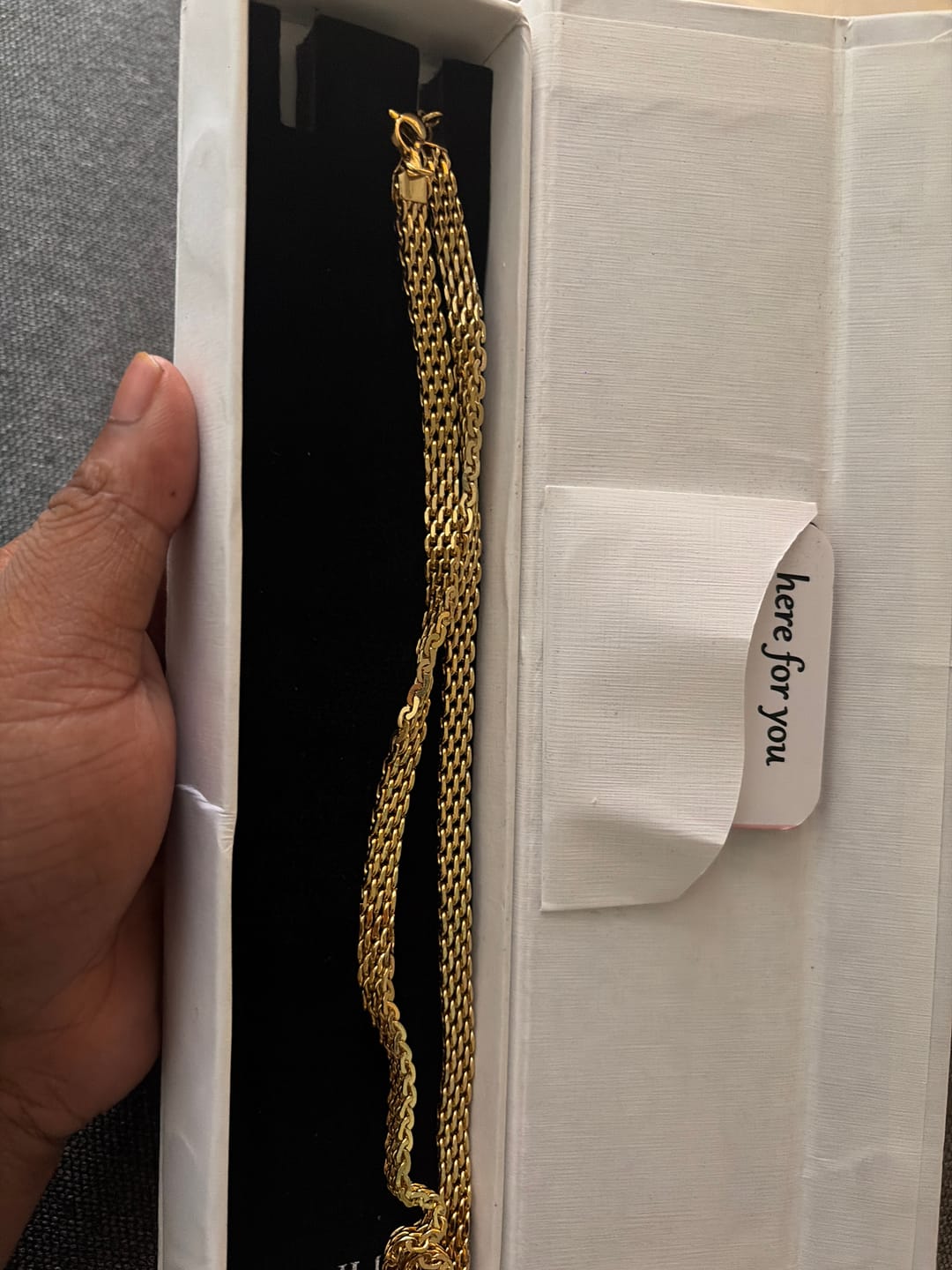 Customer photo review of 18K Gold Plated Waterproof Anti Tarnish Weave Chain