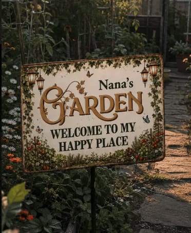 Customer photo review of The Happy Place - Personalized Horizontal Metal Sign