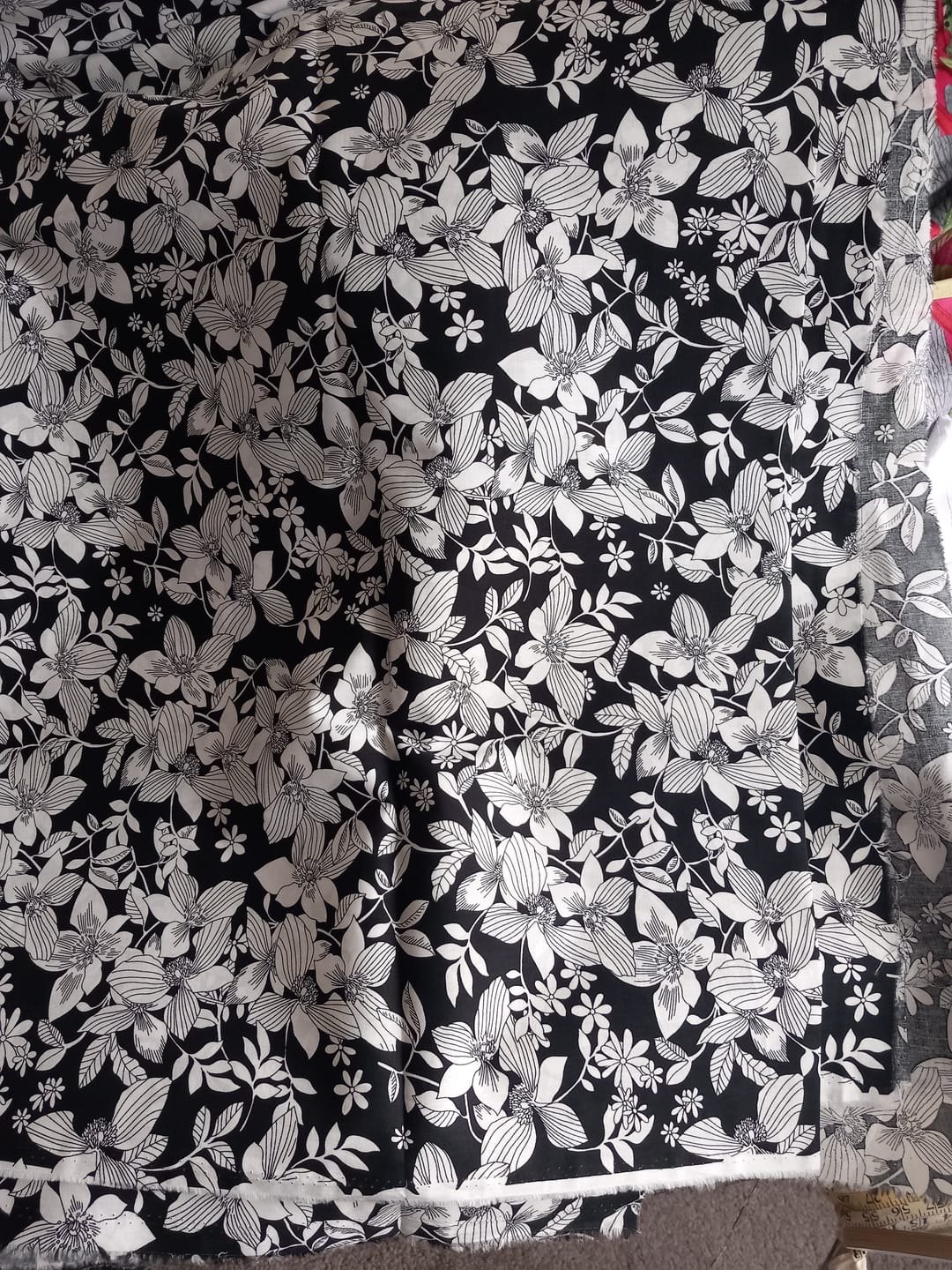 Customer photo review of Large Sketched Flowers Cotton Poplin Fabric