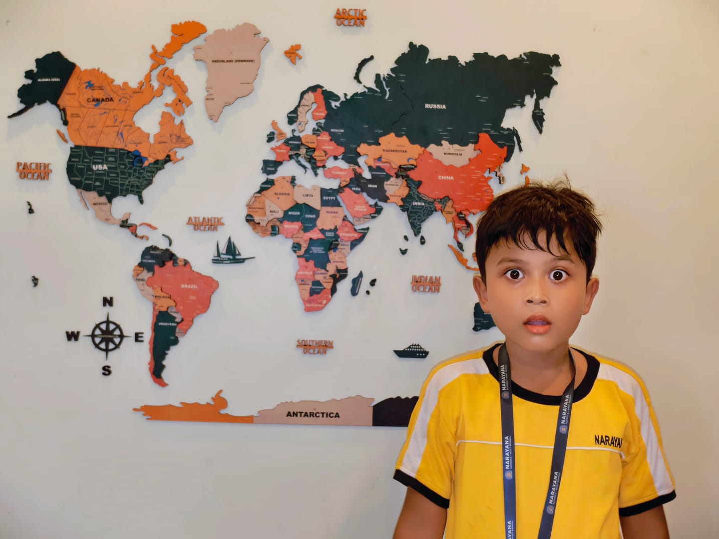 Customer photo review of 3D Pine Wooden World Map for wall