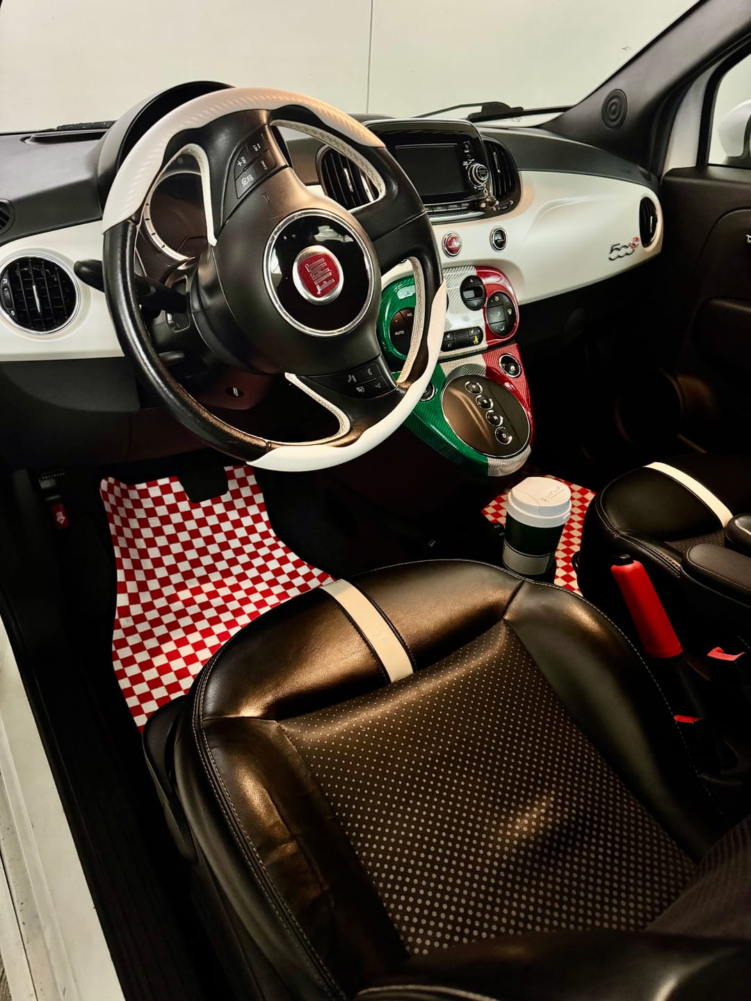 Customer photo review of Red And White Checkered Pattern Print Front Car Floor Mats