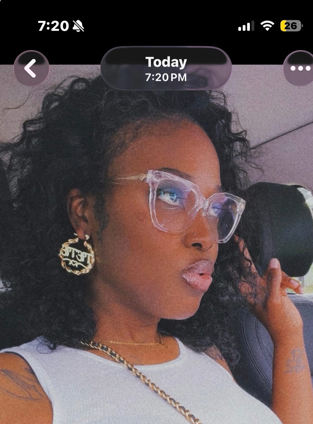 Customer photo review of Heart Twist Name Hoop Earrings