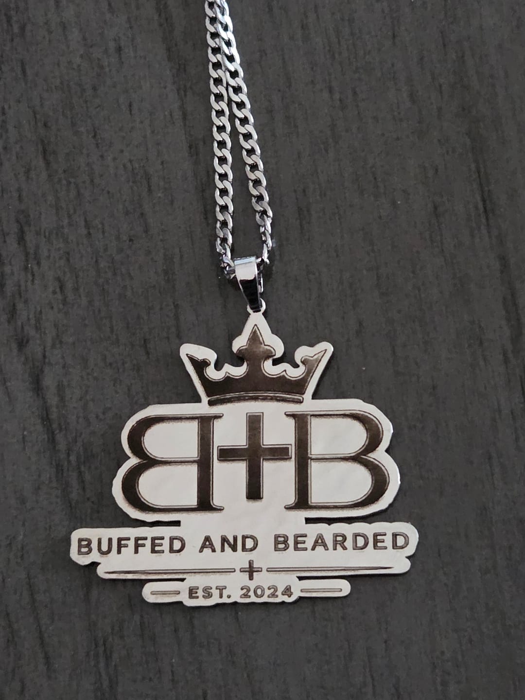 Customer photo review of Custom Logo Engraved Photo Pendant Necklace