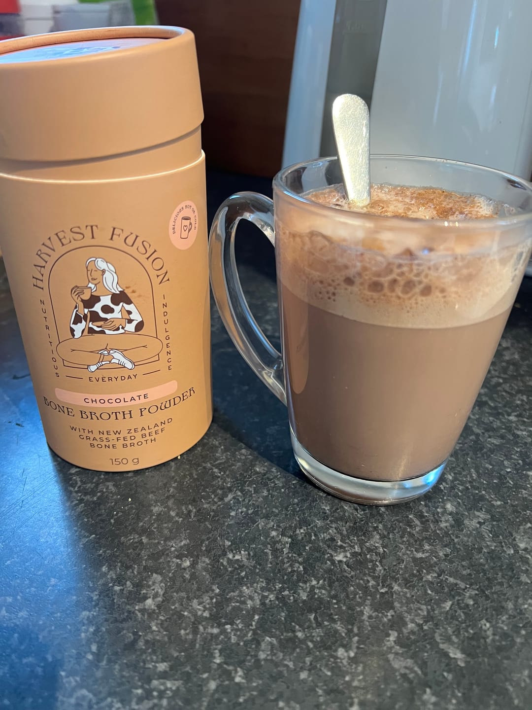 Customer photo review of Chocolate Bone Broth Powder