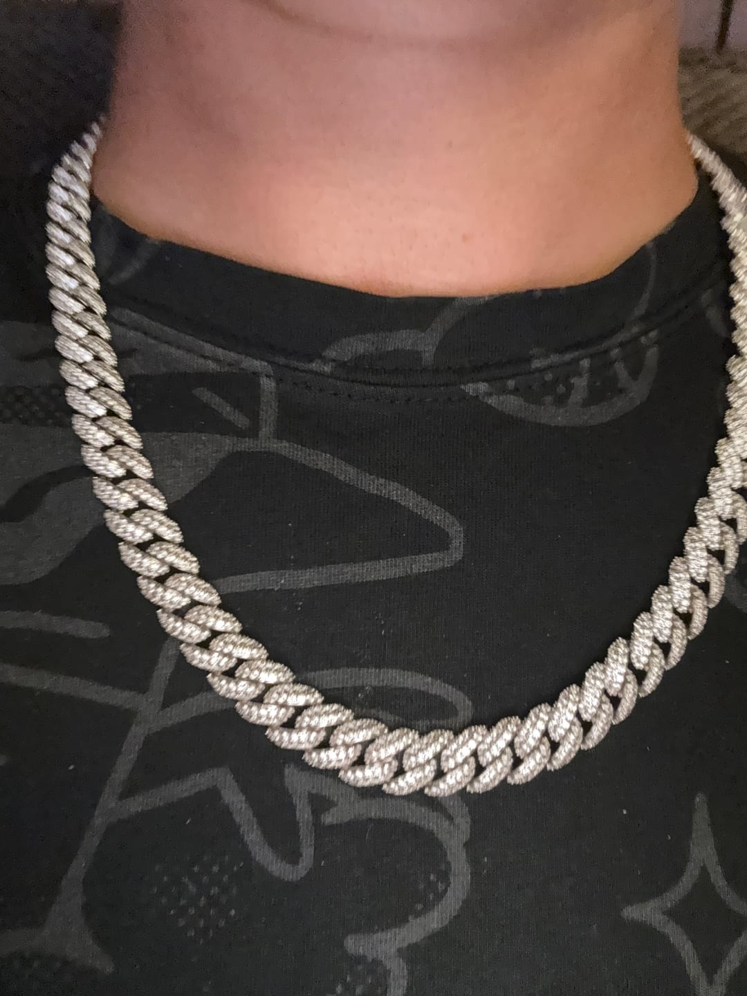 Customer photo review of 8mm Iced Cuban Link Chain - White Gold