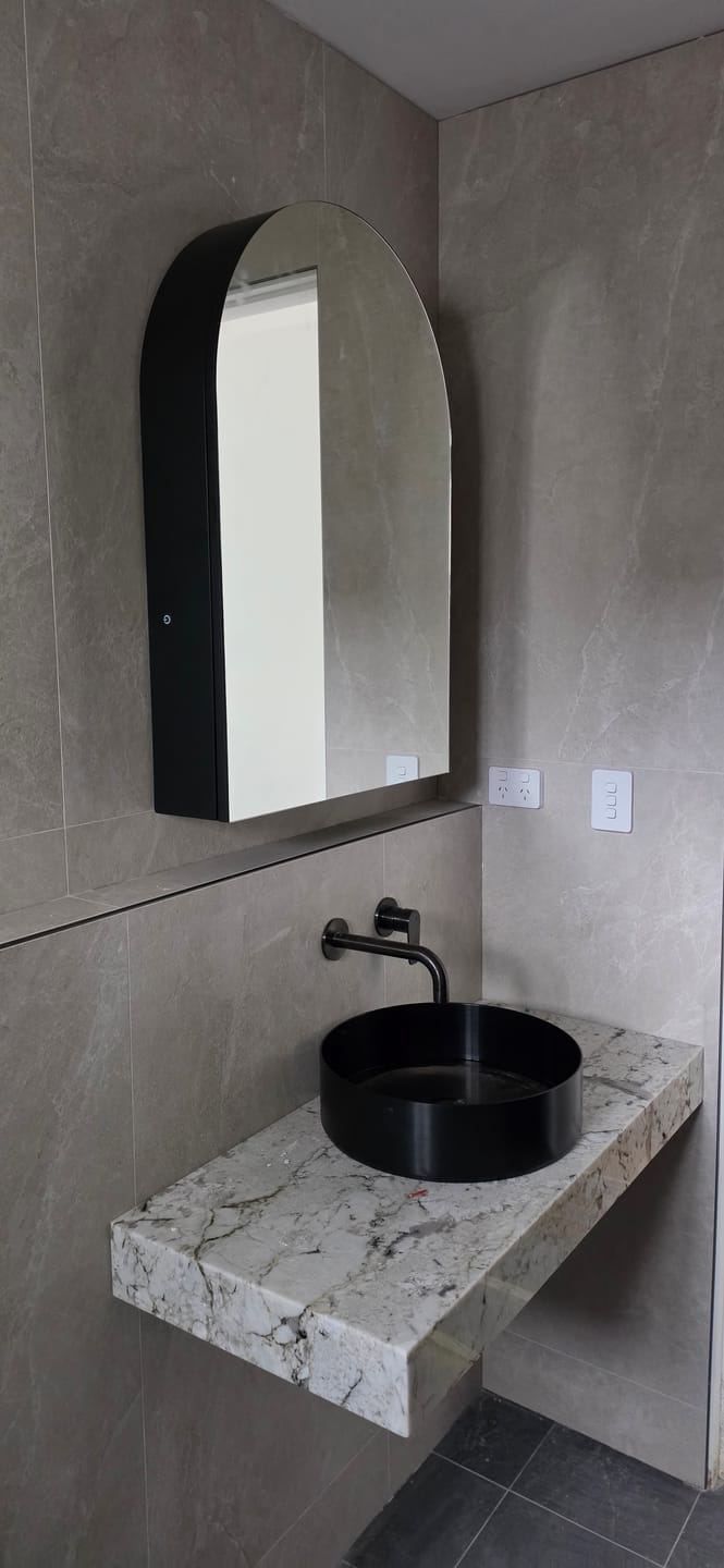 Customer photo review of RIVA PARIS Matte Black ARCH Backlit LED Shaving Cabinet 605mm