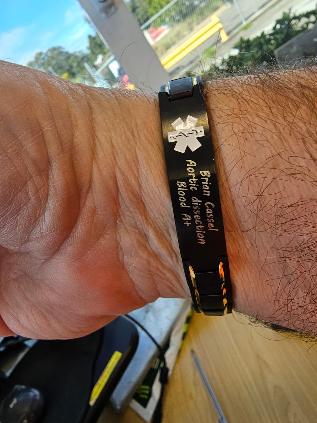 Customer photo review of Black & Gold Medical ID Bracelet