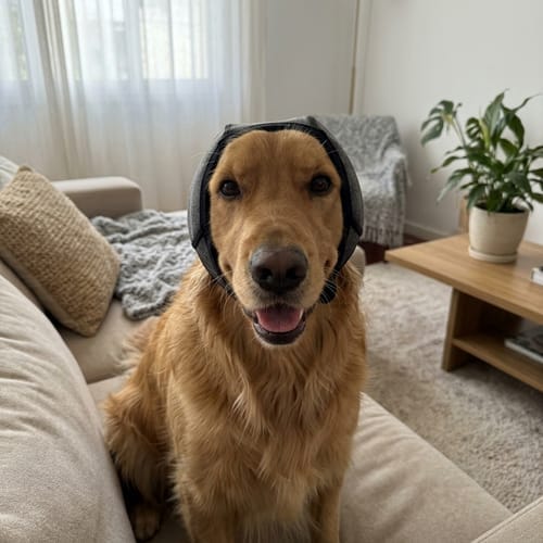 Customer photo review of Beruhigende Ohrenschützer für Hunde