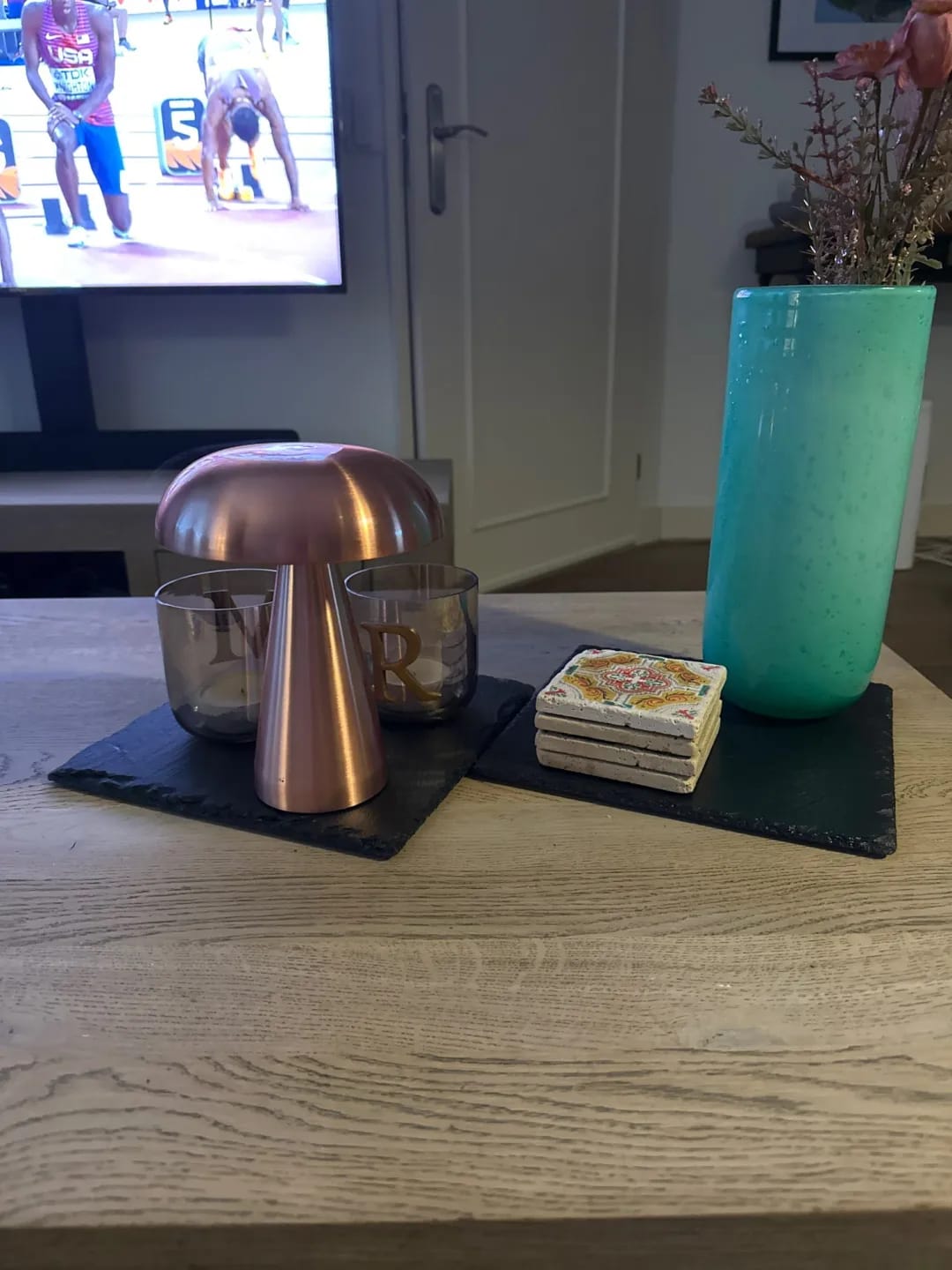Customer photo review of Copper Table Lamp for Nightstand, Dome Shade, 23 cm