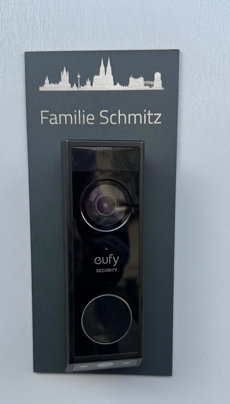 Customer photo review of Eufy E340 Dekorschild V2A Edelstahl - 18x20cm & 22x10cm - Laserravur & UV-Druck möglich