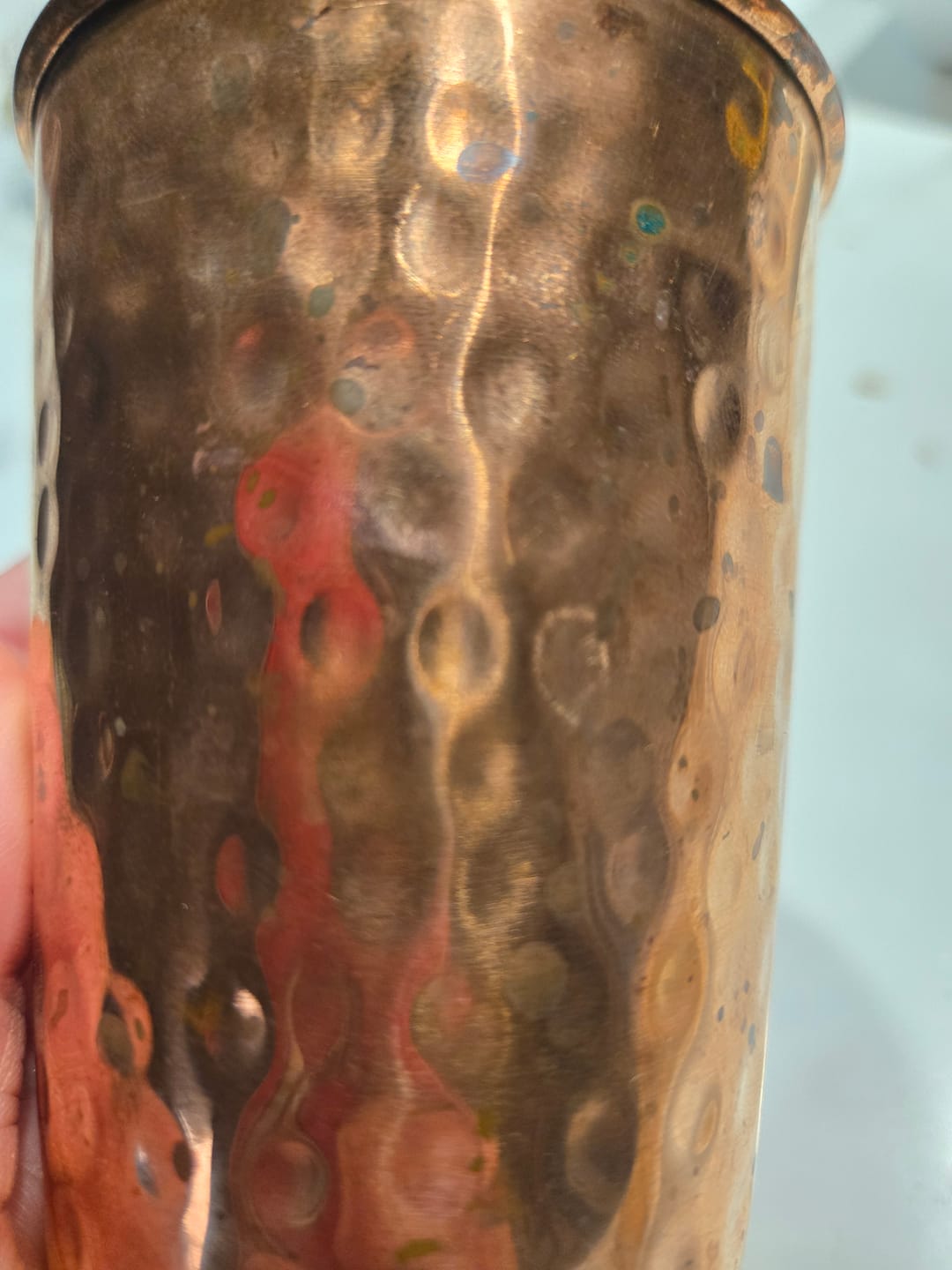 Customer photo review of Artisan Hammered Copper Glass Set