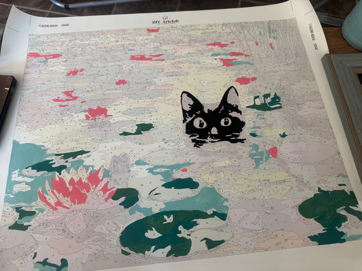 Customer photo review of A Water lilies cat | Paint by Number