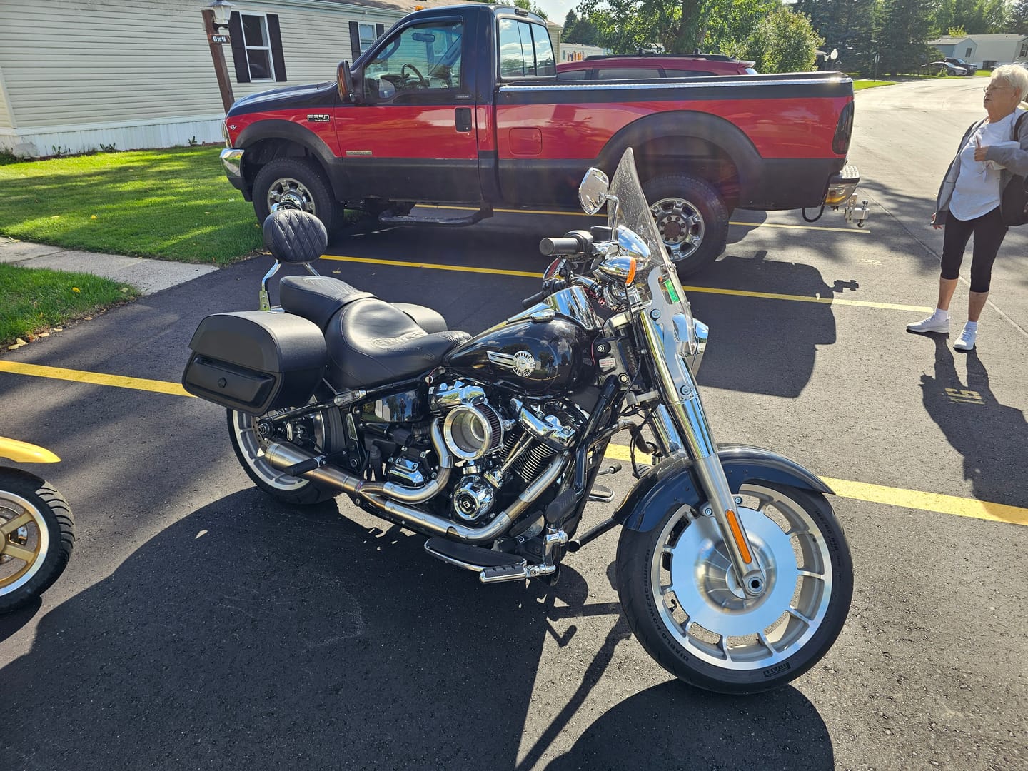 Customer photo review of 28L - Pantheon Medium Quick Mount Motorcycle Saddlebags For Harley Softail Fat Boy FLFB/S