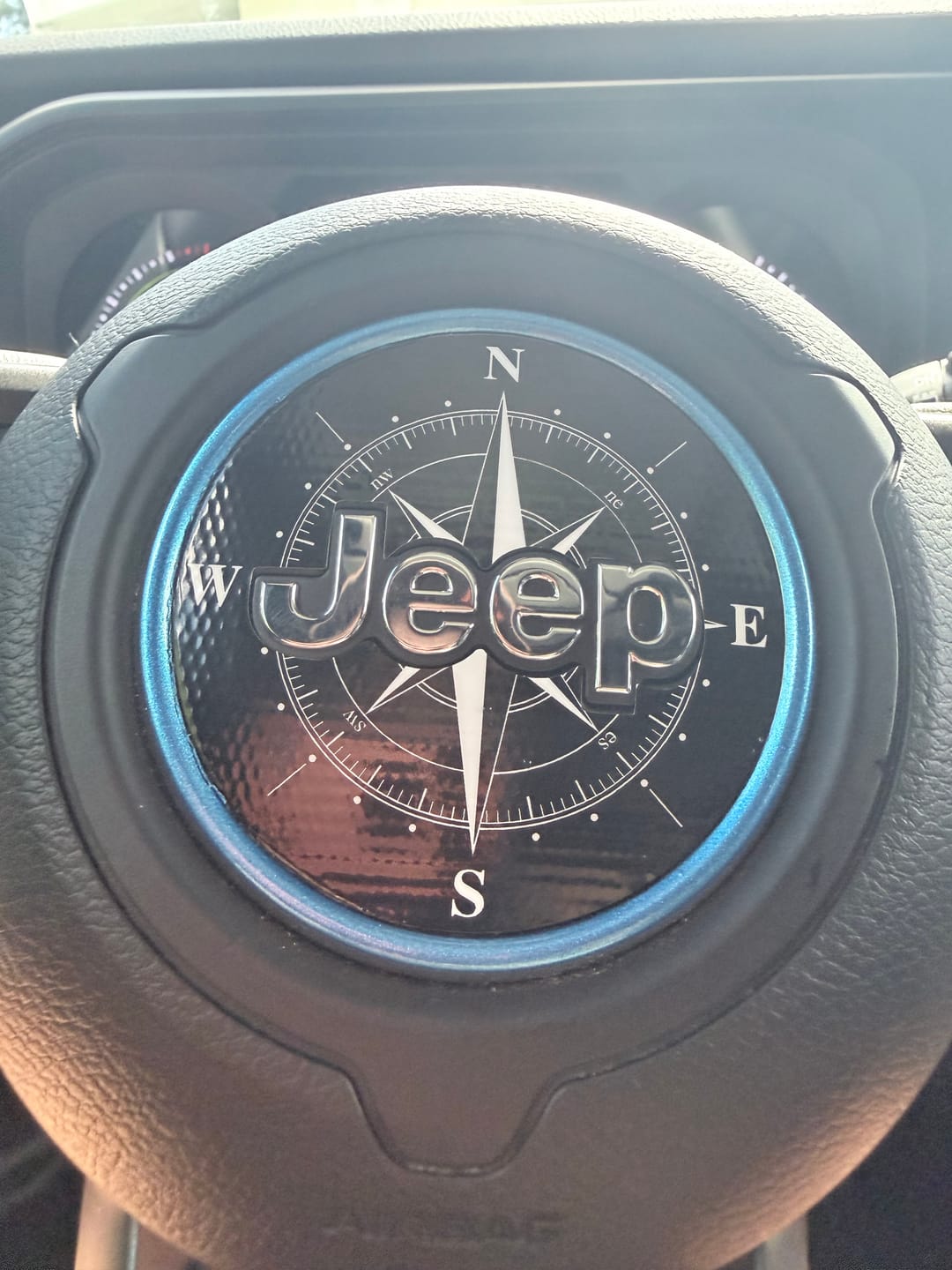 Customer photo review of Center Ring Steering Wheel Vinyl Overlay Cover for Jeep | Fits Jeep Models