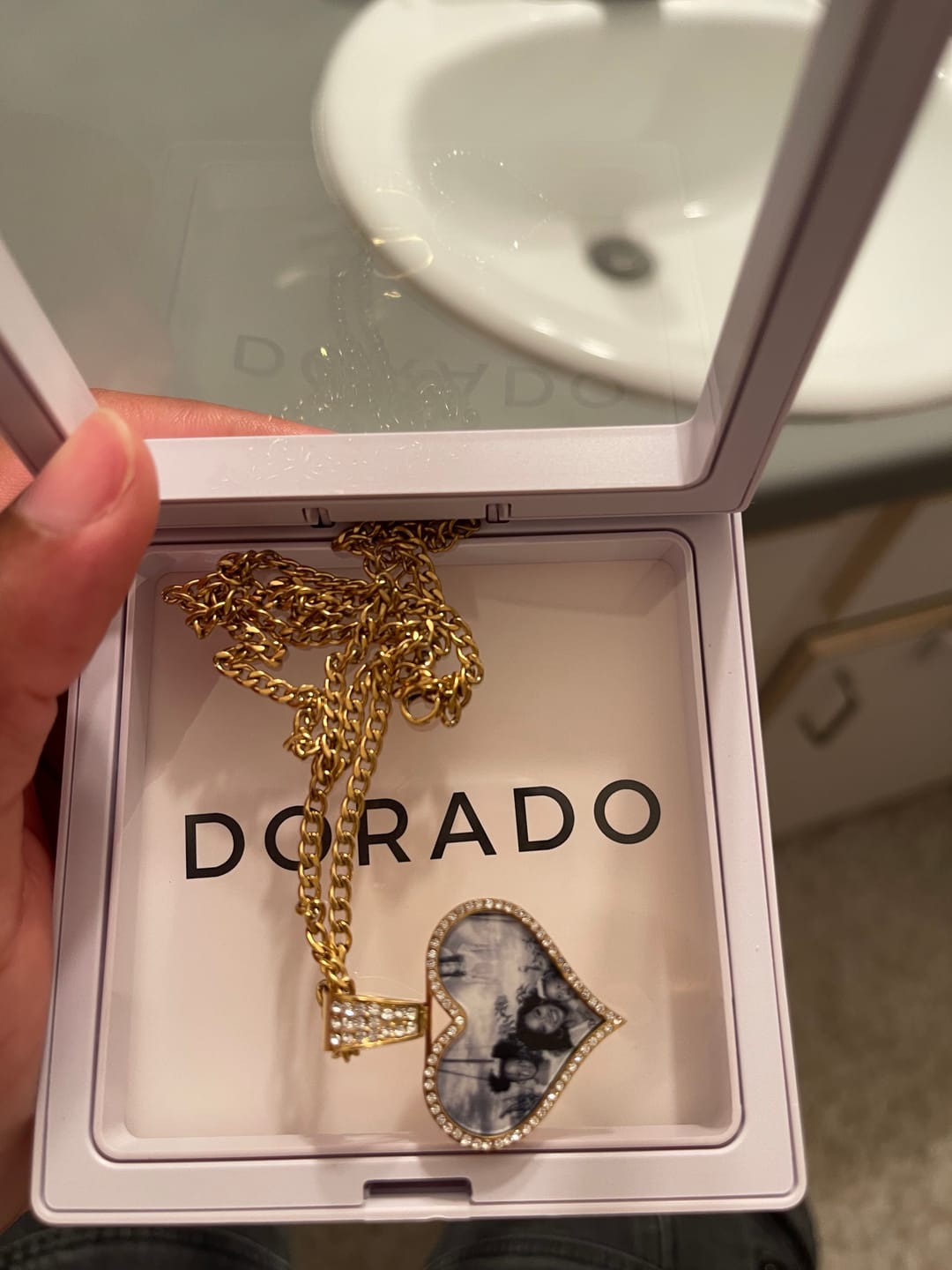 Customer photo review of Iced Photo Pendant w/ Cuban Chain