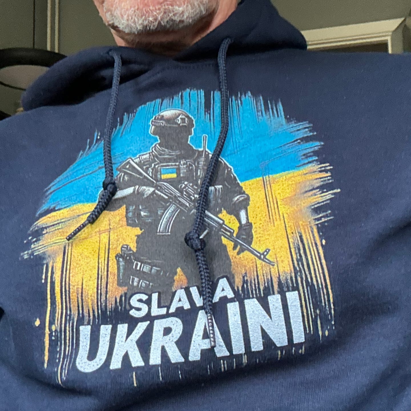 Customer photo review of Slava Ukraini: Defender of Ukraine Hoodie