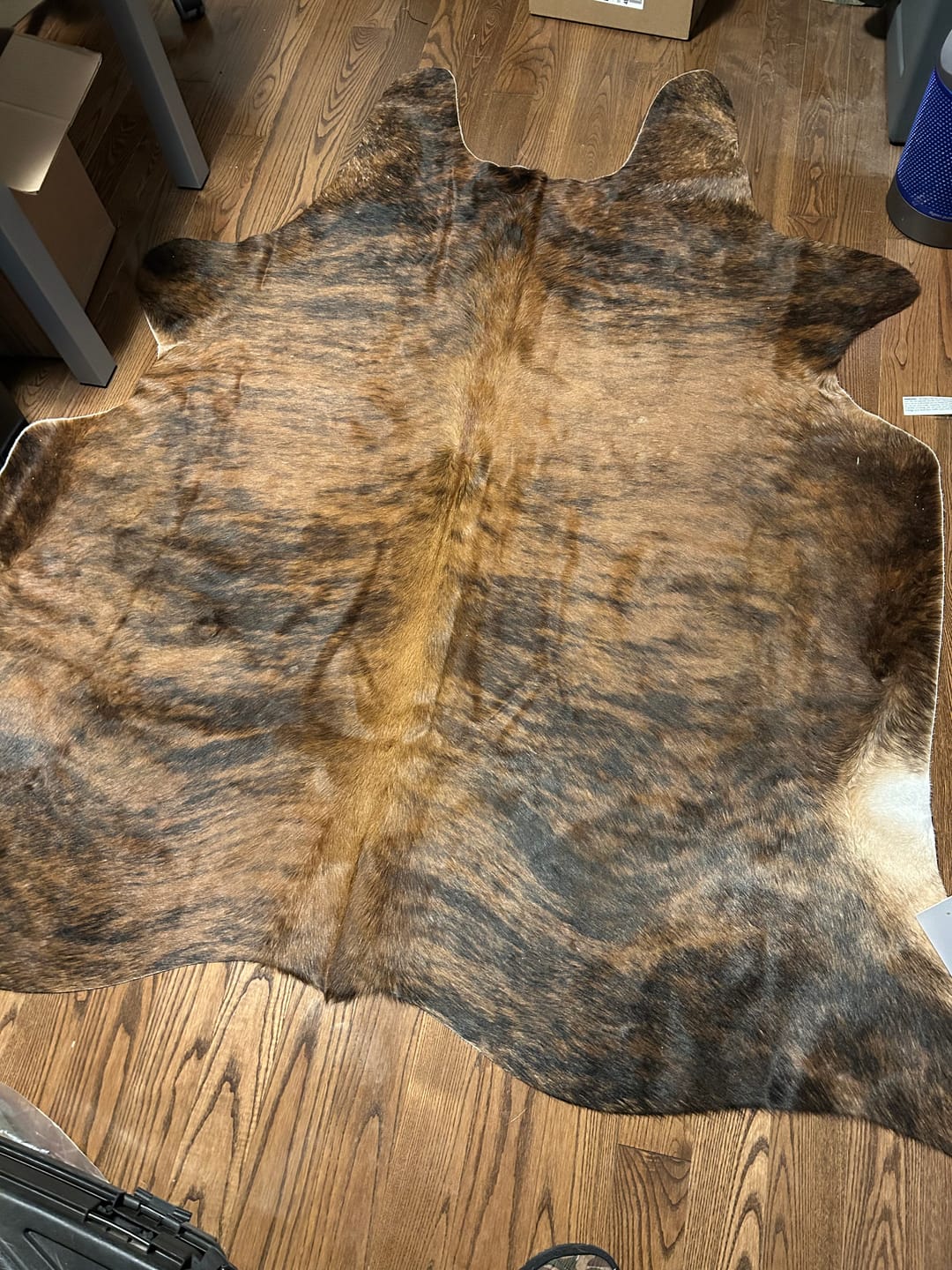 Customer photo review of Genuine Cowhide Rug – Brindle Brown & White
