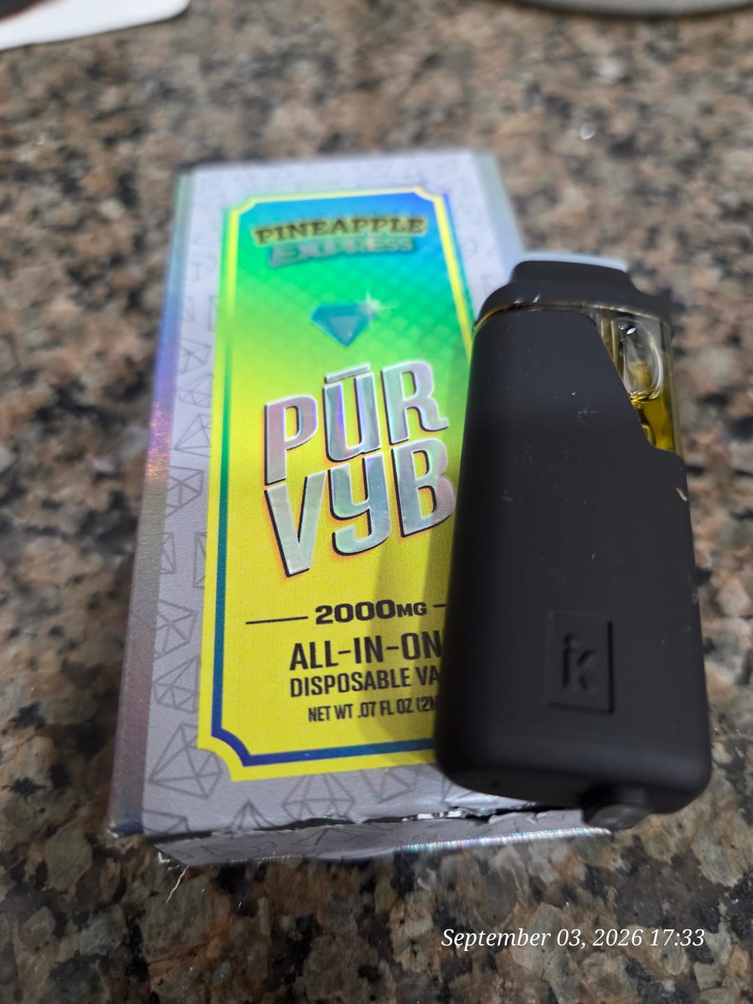 Customer photo review of PUR VYB - 2G THCa Live Resin - Pineapple Express (Sativa)