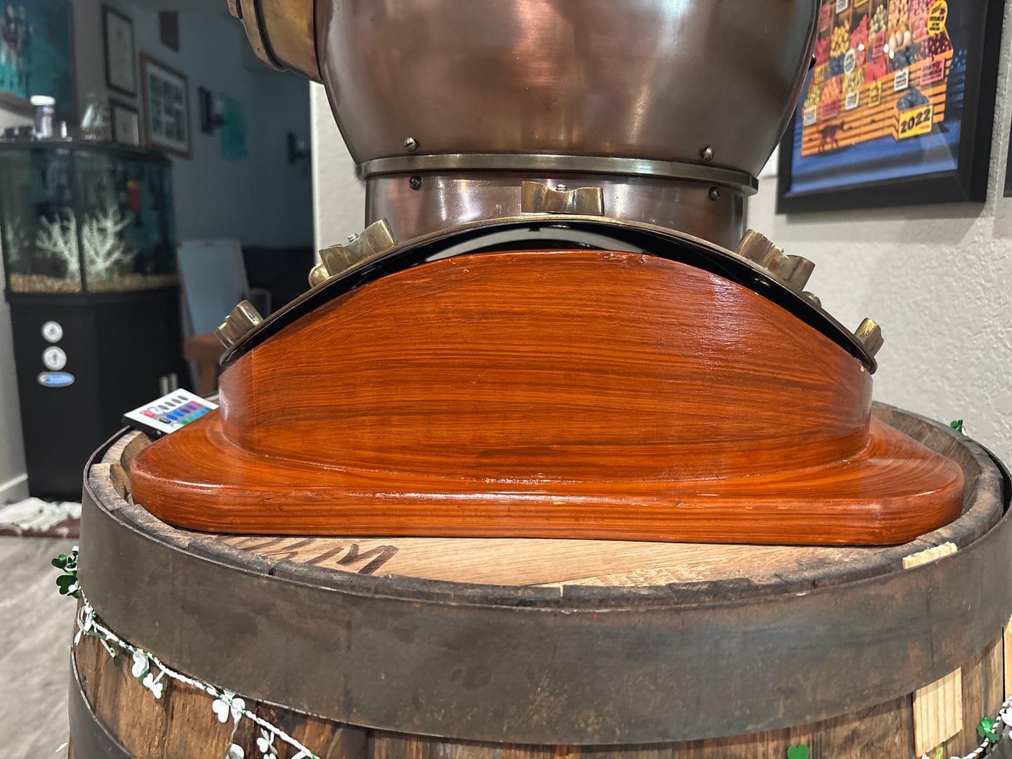 Customer photo review of Base for Mark V Divers Helmet  Wooden Stand.