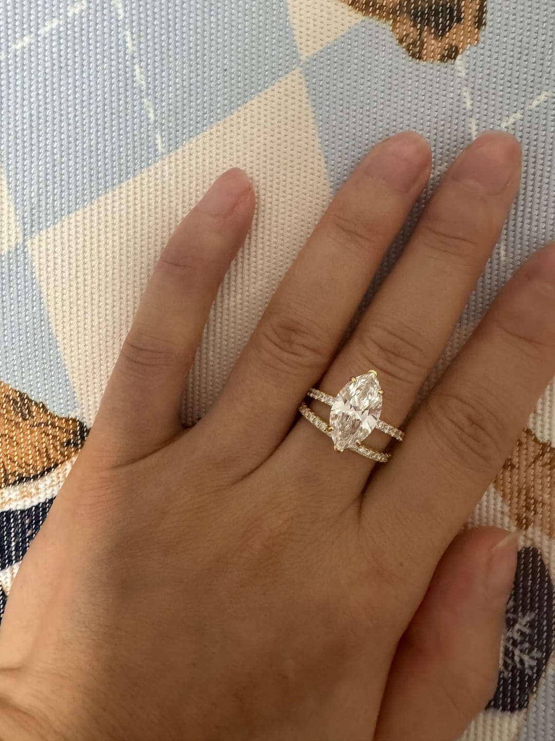 Customer photo review of S925 4.0Ct Marquise Cut Wedding Ring Set Travel Ring With Classic Wedding Band For Women