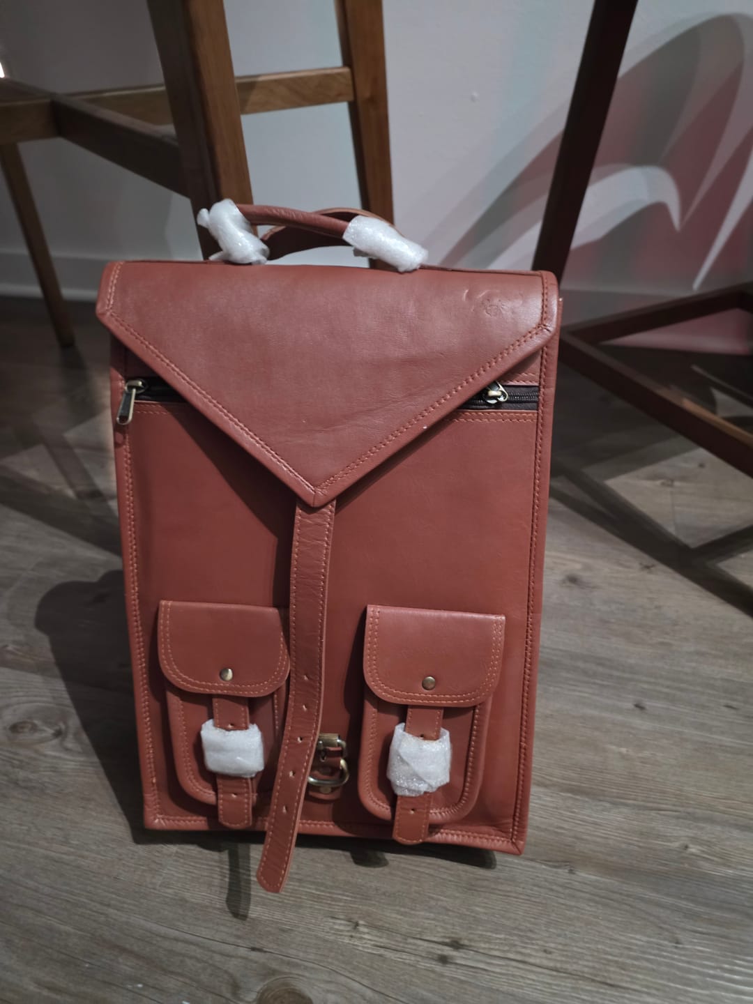 Customer photo review of Top Grain Leather Backpack
