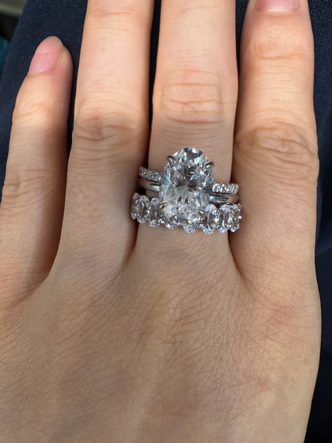 Customer photo review of S925 3PC 4.0Ct Oval Cut Wedding Ring Set Travel Ring For Her With Two Classic Wedding Bands